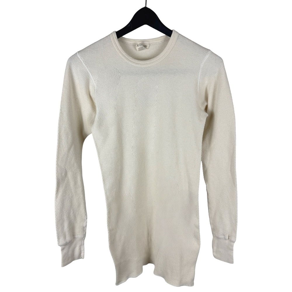 Vintage 90s St John’s Bay Waffle Knit Thermal Long Sleeve White Shirt Size M